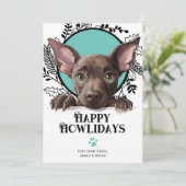 ハッピーハウリデイズXoloitzcuintli犬のクリスマス シーズンカード (スタンド正面)