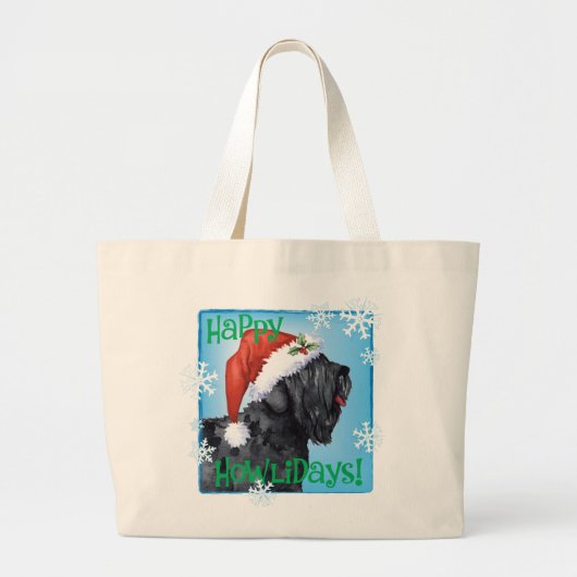 ハッピーハウリデイブラックテリアロシアのー ラージトートバッグ (正面)