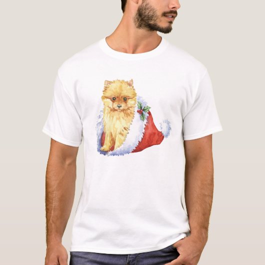 ハッピーハウリデイポメラニア犬 Tシャツ (正面)