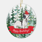 ハッピーハウリフランスのデイズブルドッグクリスマスオルナム セラミックオーナメント (左)