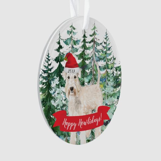 ハッピーハウリーデイズウィートンテリアドッグクリスマス オーナメント (正面)