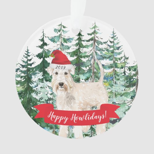 ハッピーハウリーデイズウィートンテリアドッグクリスマス オーナメント (正面)