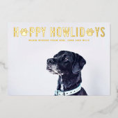 ハッピーハウリーモダンズタイポグラフィドッグフォト 箔シーズンカード (正面)