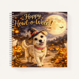 ハッピーハウルウィーン かわいい犬のハロウィンデザイン ノートブック