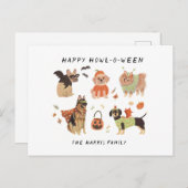 ハッピーハウルオウィーンドッグ絵を描ハロウィンの食べ物 シーズンポストカード (正面/裏面)