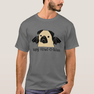 ハッピーハウルオウィーンパグとこうもり翼 Tシャツ