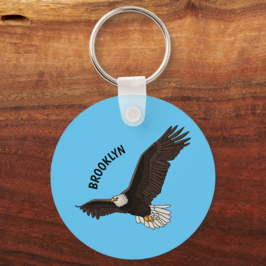 ハッピーハゲ飛んでいるルのイーグル漫画イラストレーション キーホルダー (正面)