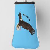 ハッピーハゲ飛んでいるルのイーグル漫画イラストレーション ゴルフヘッドカバー (回転90)