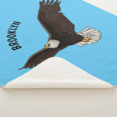 ハッピーハゲ飛んでいるルのイーグル漫画イラストレーション シェルパブランケット (3/4)