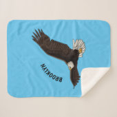 ハッピーハゲ飛んでいるルのイーグル漫画イラストレーション シェルパブランケット (正面(横))