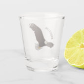 ハッピーハゲ飛んでいるルのイーグル漫画イラストレーション ショットグラス (裏面)