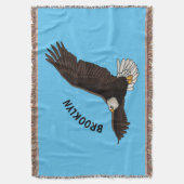 ハッピーハゲ飛んでいるルのイーグル漫画イラストレーション スローブランケット (正面縦)
