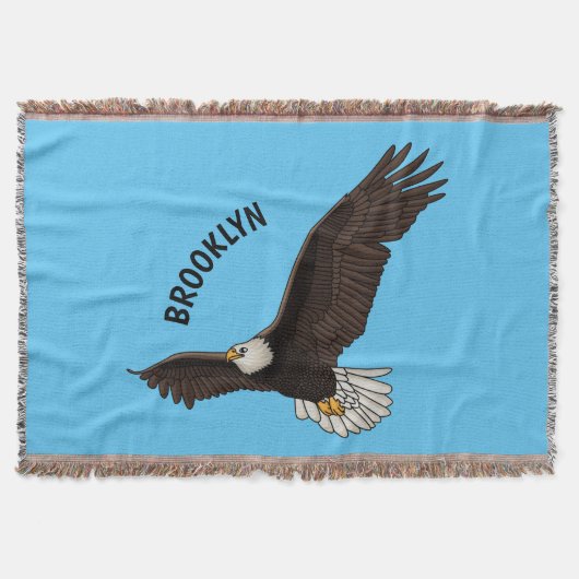 ハッピーハゲ飛んでいるルのイーグル漫画イラストレーション スローブランケット (正面)