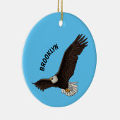 ハッピーハゲ飛んでいるルのイーグル漫画イラストレーション セラミックオーナメント (右)