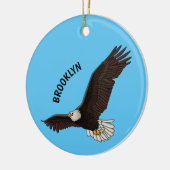 ハッピーハゲ飛んでいるルのイーグル漫画イラストレーション セラミックオーナメント (左)