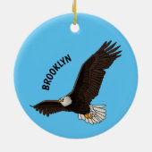 ハッピーハゲ飛んでいるルのイーグル漫画イラストレーション セラミックオーナメント (裏面)