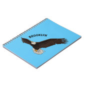 ハッピーハゲ飛んでいるルのイーグル漫画イラストレーション ノートブック (左側)