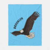 ハッピーハゲ飛んでいるルのイーグル漫画イラストレーション フリースブランケット (正面)