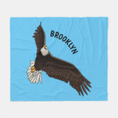 ハッピーハゲ飛んでいるルのイーグル漫画イラストレーション フリースブランケット (正面(横))