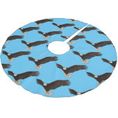 ハッピーハゲ飛んでいるルのイーグル漫画イラストレーション ブラッシュドポリエステルツリースカート (アングル)