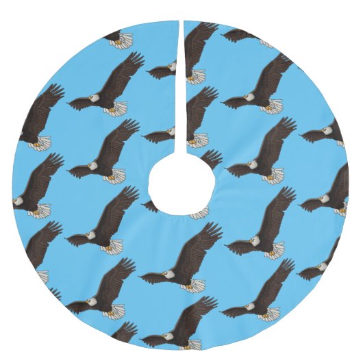 ハッピーハゲ飛んでいるルのイーグル漫画イラストレーション ブラッシュドポリエステルツリースカート (正面)