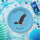 ハッピーハゲ飛んでいるルのイーグル漫画イラストレーション ペーパープレート (パーティー)