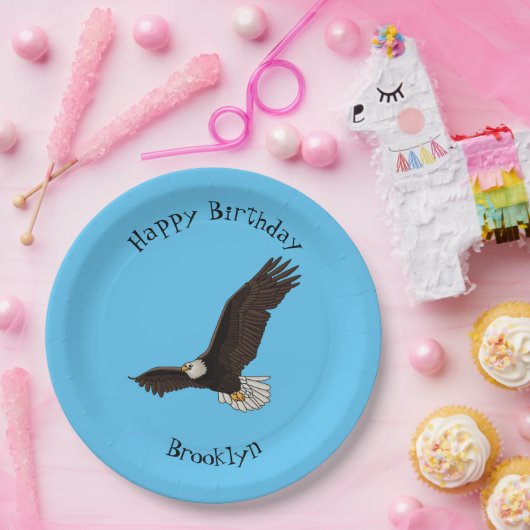 ハッピーハゲ飛んでいるルのイーグル漫画イラストレーション ペーパープレート (パーティー)