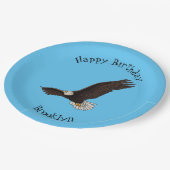 ハッピーハゲ飛んでいるルのイーグル漫画イラストレーション ペーパープレート (アングル)