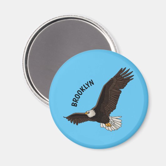 ハッピーハゲ飛んでいるルのイーグル漫画イラストレーション マグネット (正面/裏面)