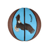 ハッピーハゲ飛んでいるルのイーグル漫画イラストレーション ミニバスケットボール (縦)