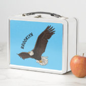 ハッピーハゲ飛んでいるルのイーグル漫画イラストレーション メタルランチボックス (インサイチュ)