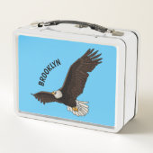 ハッピーハゲ飛んでいるルのイーグル漫画イラストレーション メタルランチボックス (裏面)