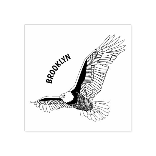 ハッピーハゲ飛んでいるルのイーグル漫画イラストレーション ラバースタンプ (インプリント)