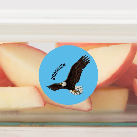 ハッピーハゲ飛んでいるルのイーグル漫画イラストレーション ラベル (貼付)