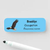 ハッピーハゲ飛んでいるルのイーグル漫画イラストレーション 名札 (インサイチュ)