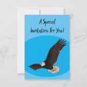 ハッピーハゲ飛んでいるルのイーグル漫画イラストレーション 招待状 (裏面)