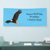 ハッピーハゲ飛んでいるルのイーグル漫画イラストレーション 横断幕 (トレードショー)