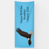 ハッピーハゲ飛んでいるルのイーグル漫画イラストレーション 横断幕 (縦)