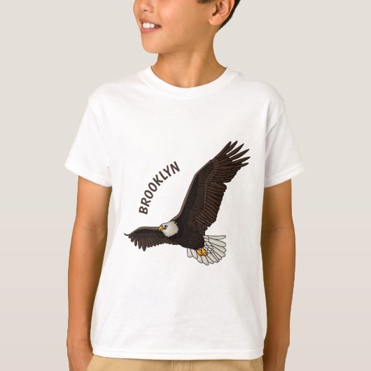 ハッピーハゲ飛んでいるルのイーグル漫画イラストレーション Tシャツ (正面)