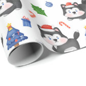 ハッピーハスキーのクリスマスパターン ラッピングペーパー (ロールコーナー)