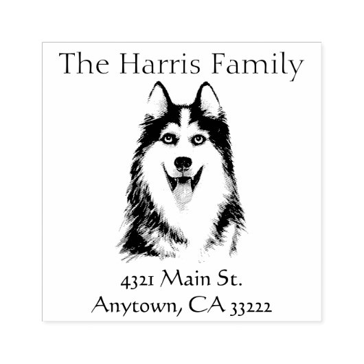 ハッピーハスキーパーソナライズされたゴムスタンプ ラバースタンプ (インプリント)