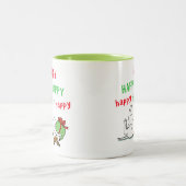 ハッピーハッピージャックラッセルテリアーキュートホリデードッグ ツートーンマグカップ (中央)
