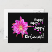 ハッピーハッピーバースデー – ピンク熱帯花 ポストカード (正面/裏面)