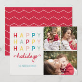 ハッピーハッピーホリデーズモダンフォトカード シーズンカード (正面/裏面)