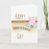 「ハッピーハッピーユナイテッド」ゾウの水彩カード カード (正面)