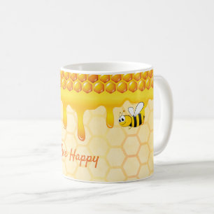 ハッピーハニカムパターンハチミツ滴下 コーヒーマグカップ