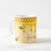 ハッピーハニカムパターンハチミツ滴下 コーヒーマグカップ (正面左)