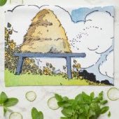 ハッピーハニービーハイブヴィンテージアート キッチンタオル (折り畳み)