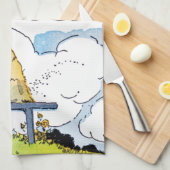 ハッピーハニービーハイブヴィンテージアート キッチンタオル (四つ折り)