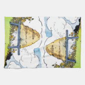 ハッピーハニービーハイブヴィンテージアート キッチンタオル (横)